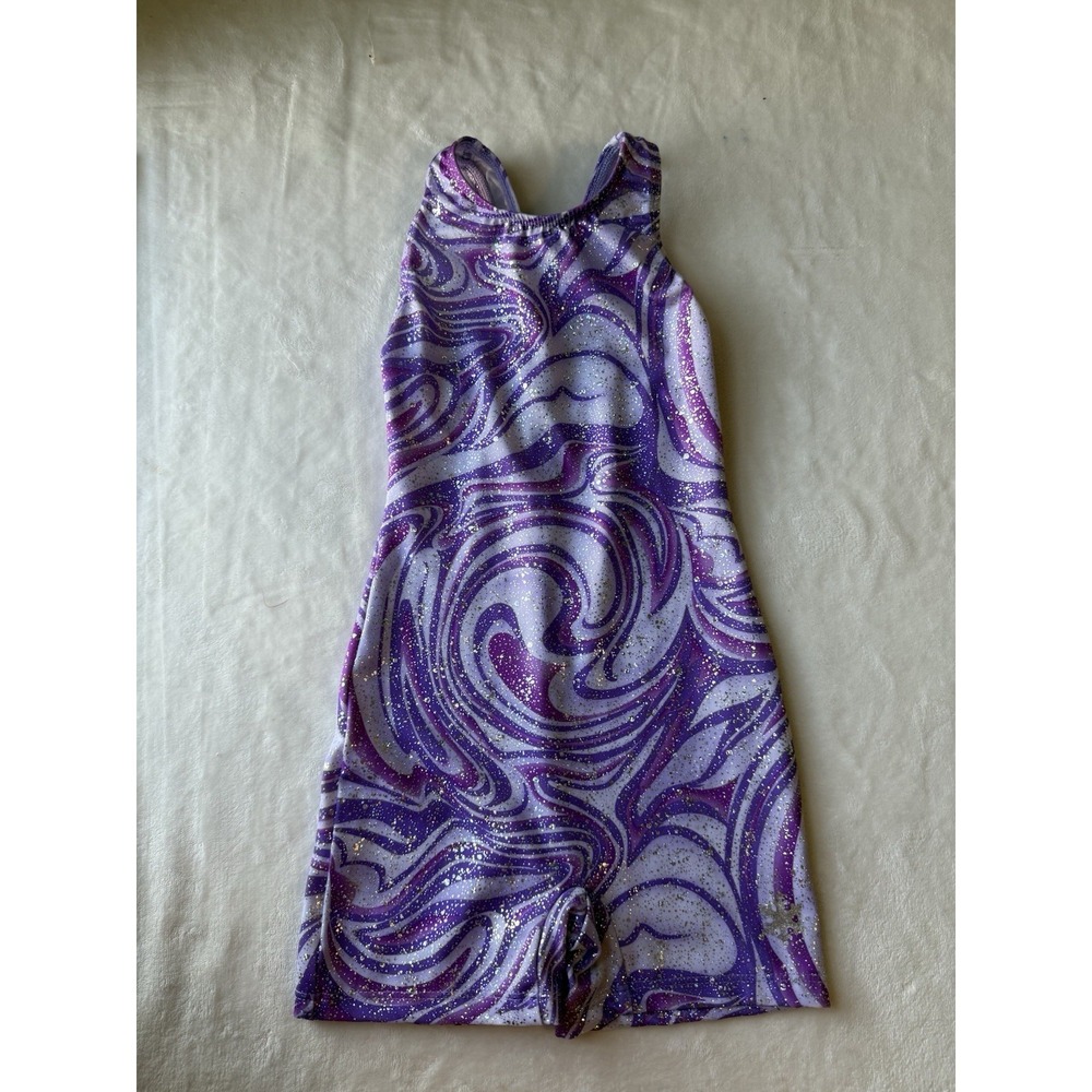Snowflake Razzleberry T-Back Gymnastics Dance‎ Biketard Purple Holographic L